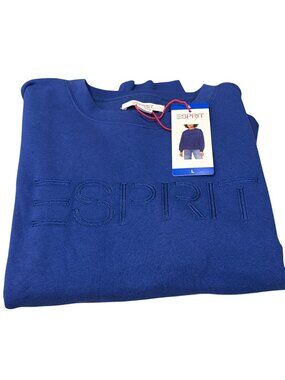 Esprit Sweatshirt Blue Embroidered LARGE NWT Viral Gen X Top